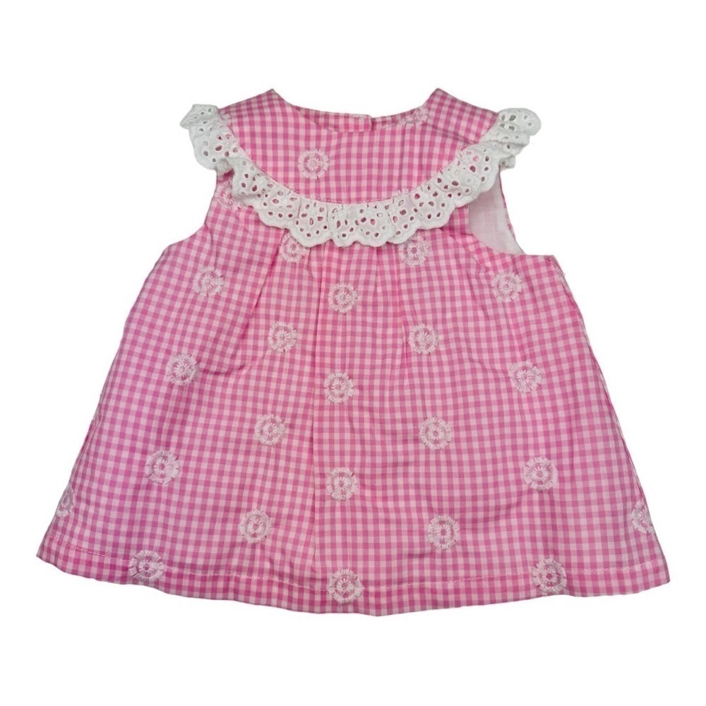 Little Me Gingham Ruffle Pink Dress Size 6 Months